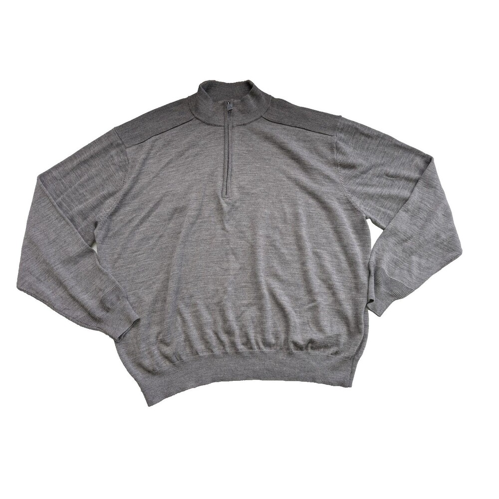 Cutter & Buck Mens XXL Merino Wool Blend Gray Quarter Zip Sweater NWOT